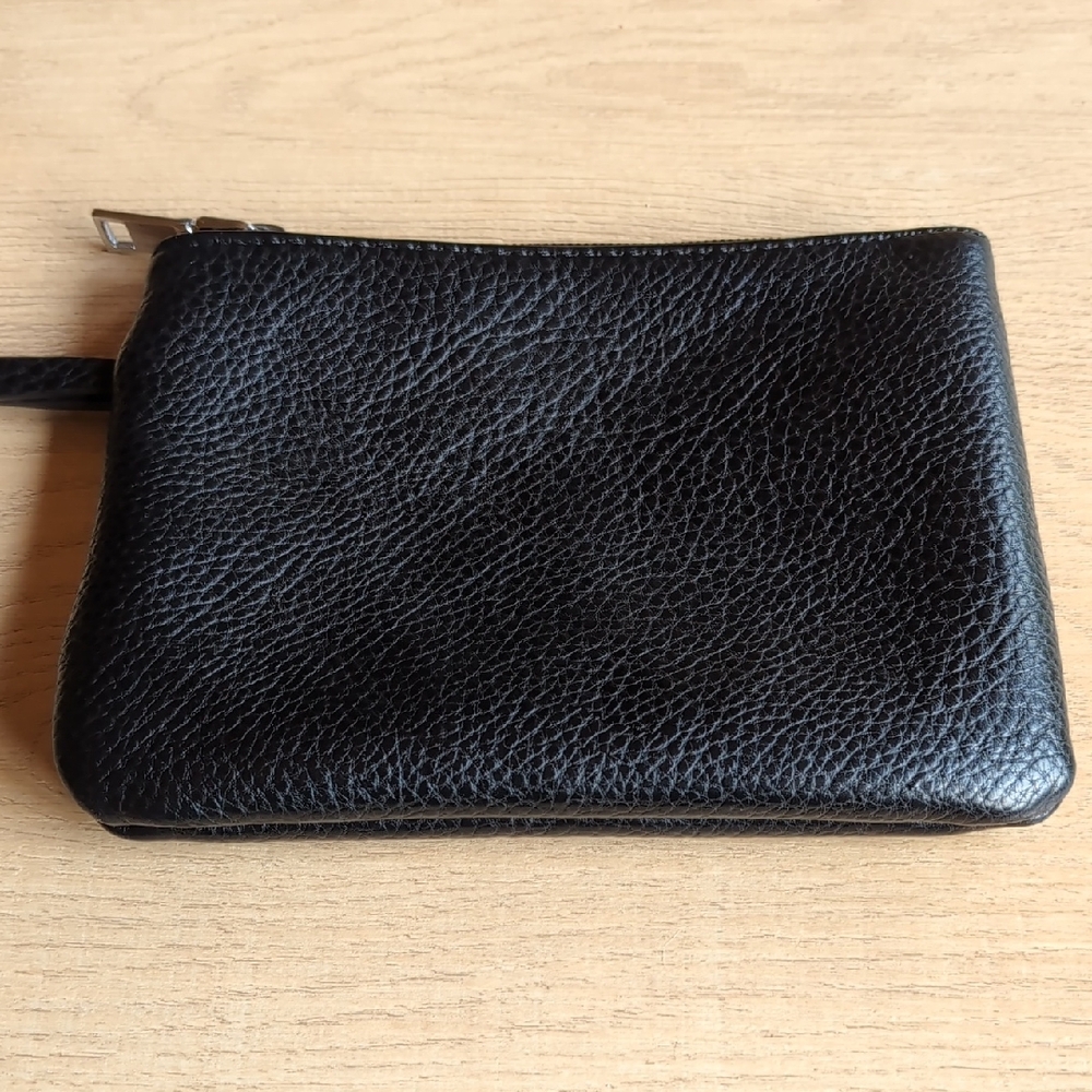 Elegant Black Leather Wristlet